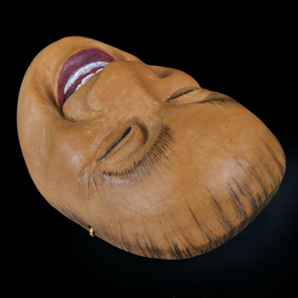 Masque nô Dieu du rire Fuku-no-kami Théâtre Kyôgen en bois Hinoki (dessus 3/4)