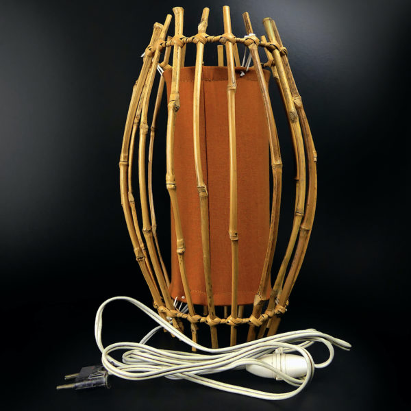 Lampe cage en bambou et rotin Tiki Bar Années 60 (face)