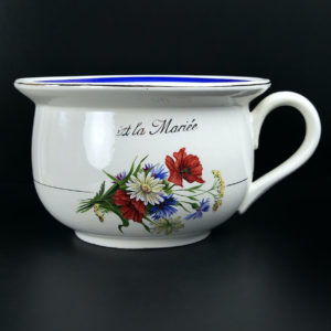 Pot de mariée ancien de la faïencerie de Orchies Moulin des Loups XIXe (face)