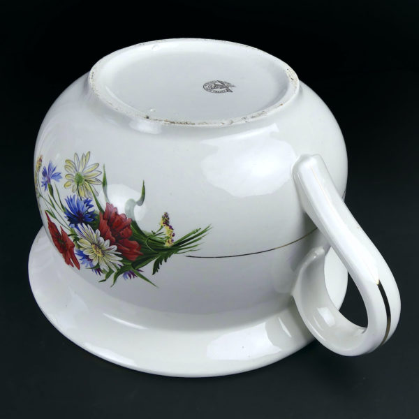 Pot de mariée ancien de la faïencerie de Orchies Moulin des Loups XIXe (dessous 3/4)