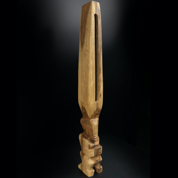 Toere Tiki tambour à fente polynésien en bois bicolore Bora Bora (3/4)