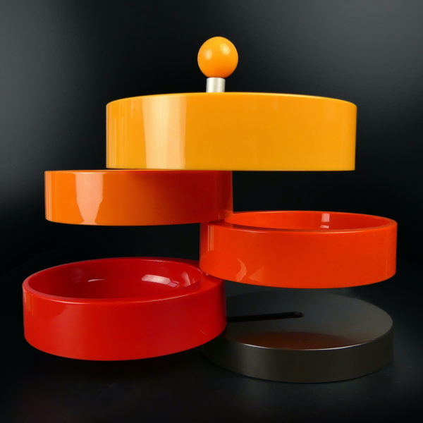 Serviteur apéritif vintage collector EMSA à 4 plateaux rotatifs 70 (profil)
