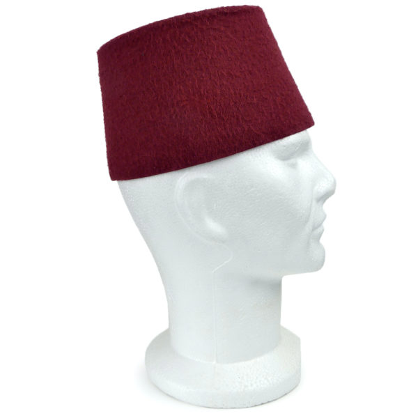 Chapeau fès tarboush turc-ottoman ancien feutre rouge et gland noir (profil)