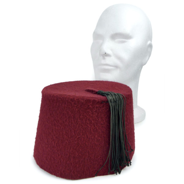Chapeau fès tarboush turc-ottoman ancien feutre rouge et gland noir (3/4)
