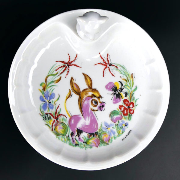 Petite assiette chauffante ancienne en porcelaine de Limoges (dessus)
