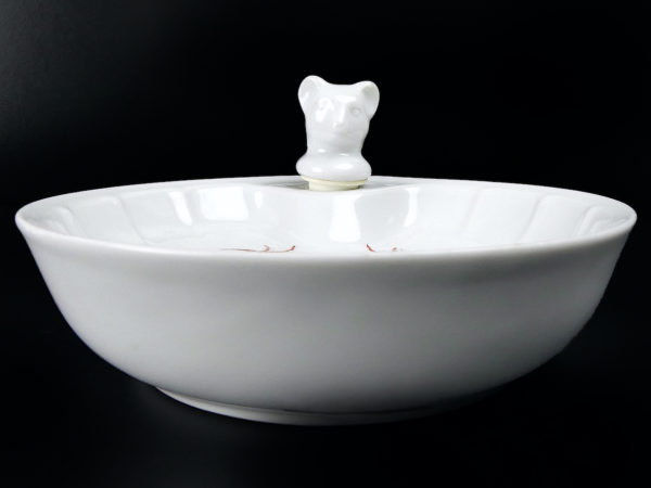 Petite assiette chauffante ancienne en porcelaine de Limoges (profil)