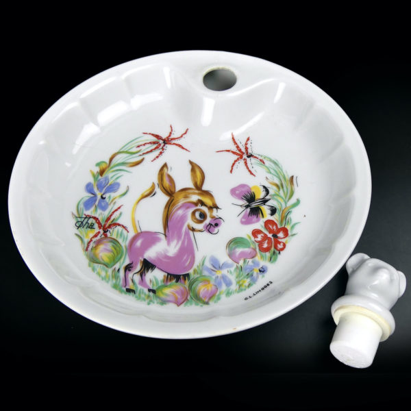 Petite assiette chauffante ancienne en porcelaine de Limoges (dessus)