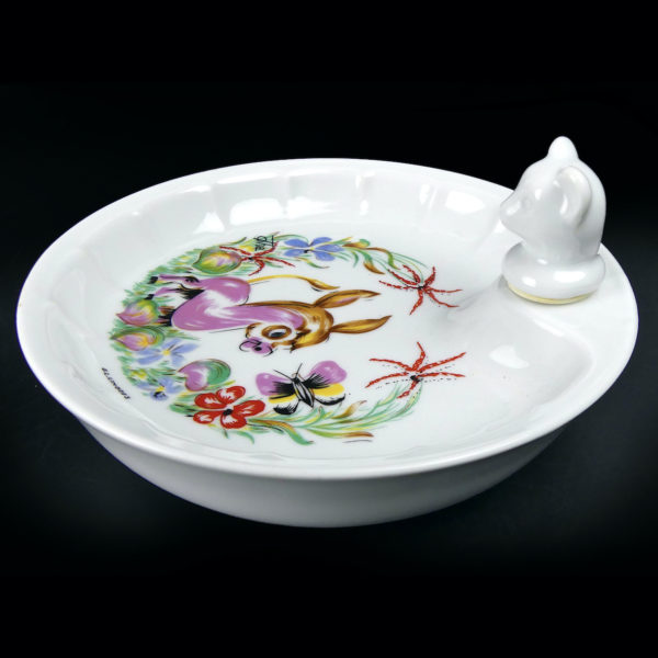 Petite assiette chauffante ancienne en porcelaine de Limoges (profil)