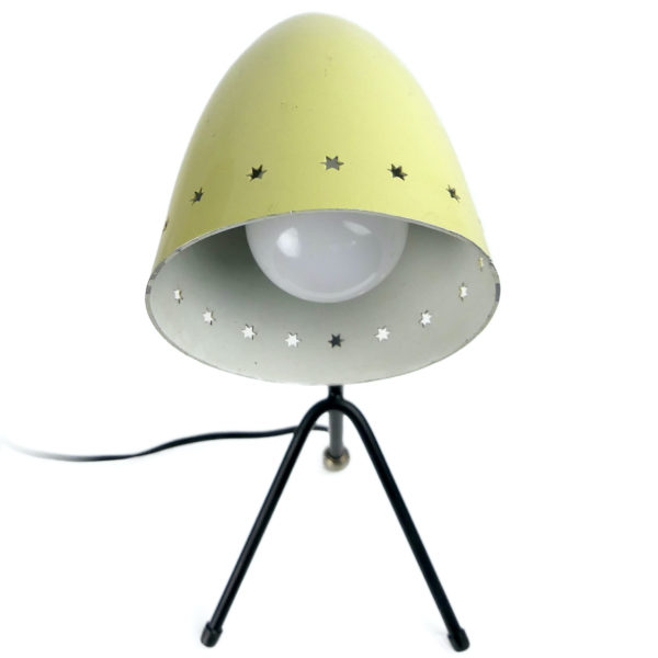 Lampe Pinocchio Busquet jaune et noir des années 50 (dessus 3/4)