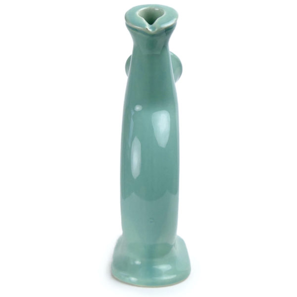 Carafe toroïdale en céramique bleu vert type céladon Années 70 (face)