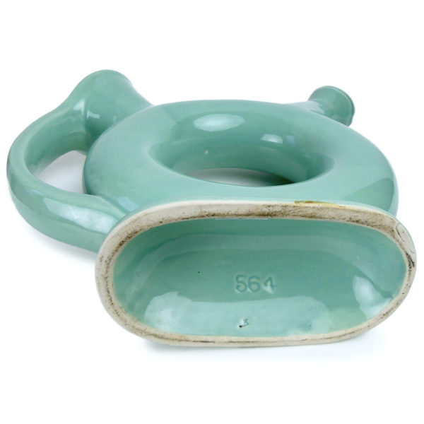 Carafe toroïdale en céramique bleu vert type céladon Années 70 (dessous)