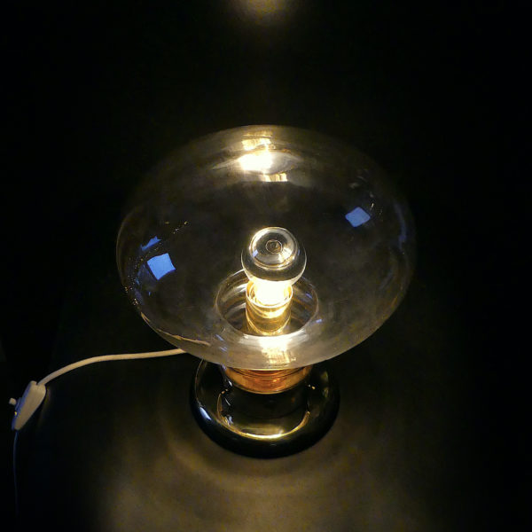 Grande lampe globe Space Age UFO Design allemand 70 (allumée dessus)
