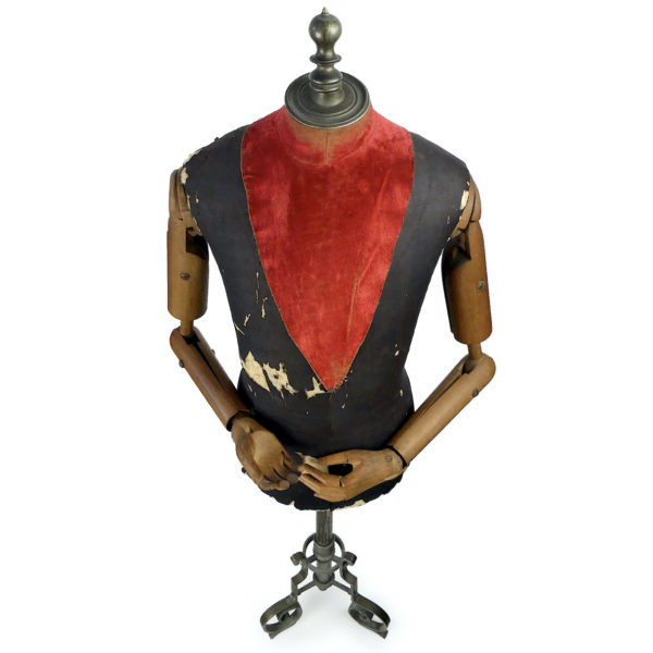 Grand buste de mannequin masculin STOCKMAN PARIS fin XIXe sur trépied (dessus 3/4)