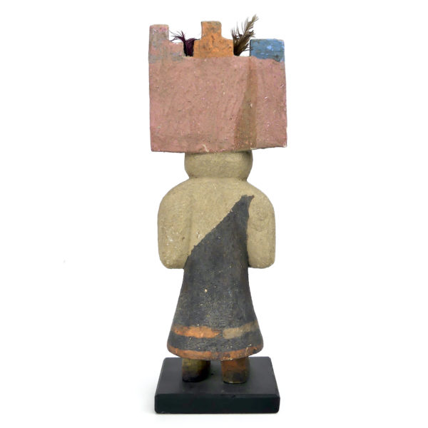 Poupée Kachina à Tabletta crénelée Hopi en bois léger polychrome (dos)
