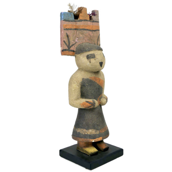 Poupée Kachina à Tabletta crénelée Hopi en bois léger polychrome (3/4)