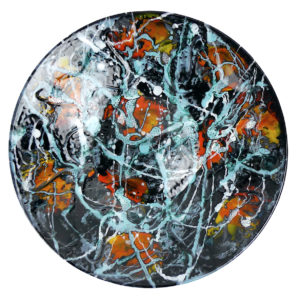 Plat moderniste Dripping Poët-Laval dans le style de Jackson Pollock (dessus)