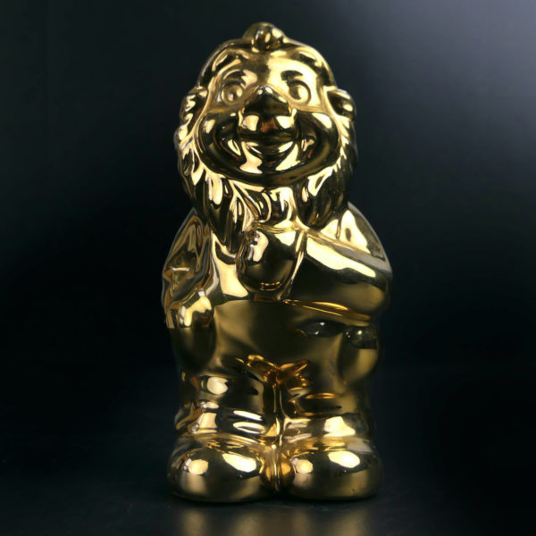 Nain de jardin Seletti en porcelaine fine plaqué or Goldies (face)