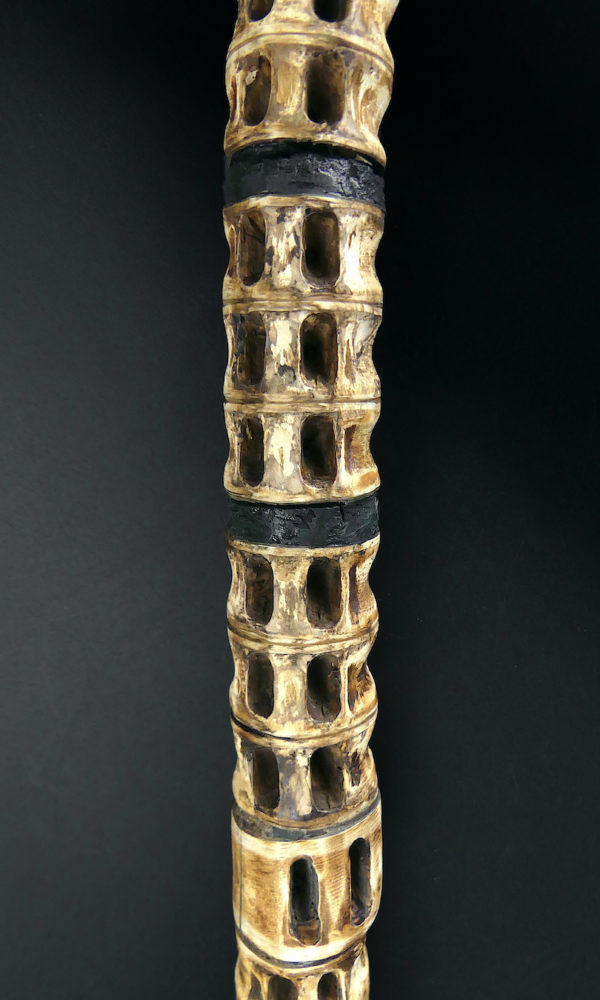 Canne de capitaine Cap Hornier bois et vertèbres de requin XIXe (détail)