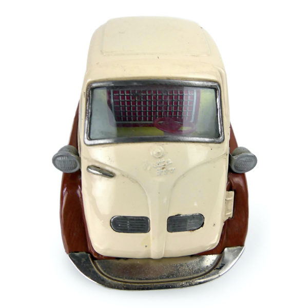 Isetta BMW à friction en tôle des années 60 dans sa boîte d’origine (face)