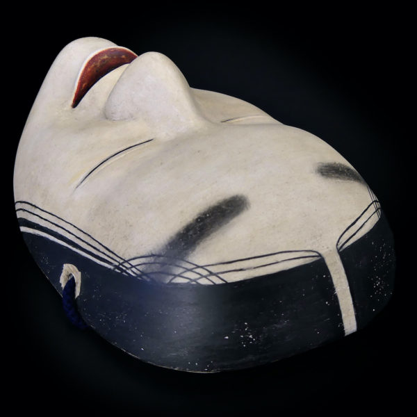 Masque princesse Sakagami en bois Théâtre Nô Semimaru Ère Heisei (dessus 3/4)