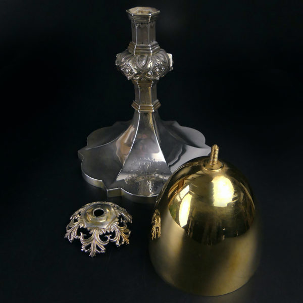Calice néogothique anglais rare en argent sterling 1900 Angleterre (démonté)