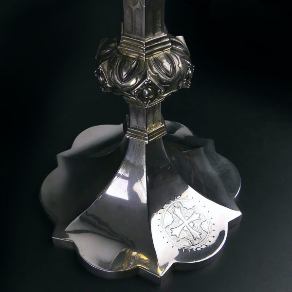 Calice néogothique anglais rare en argent sterling 1900 Angleterre (détail)