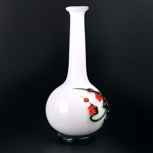 Vase soliflore Murano blanc japonisant en verre soufflé Art nouveau (profil)
