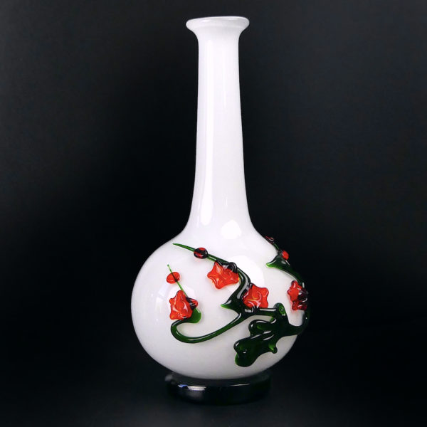 Vase soliflore Murano blanc japonisant en verre soufflé Art nouveau (3/4)