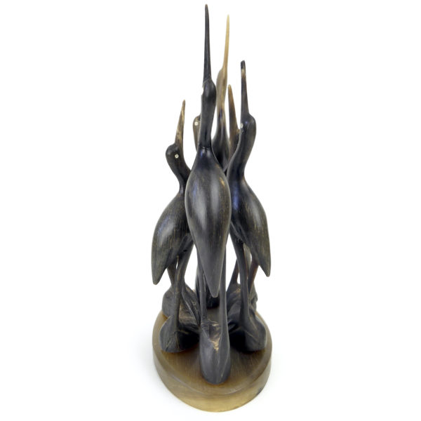 Groupe de six échassiers en corne sculptée Art Populaire (profil)
