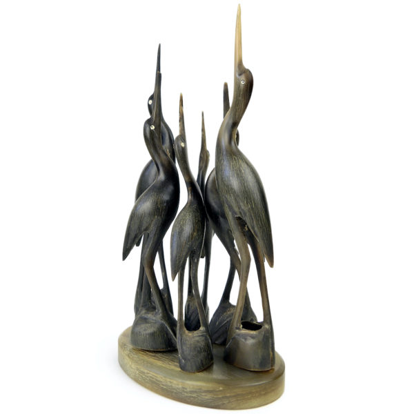 Groupe de six échassiers en corne sculptée Art Populaire (3/4)