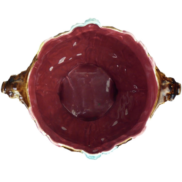 Cache-pot Marronnier en barbotine 805 de la Faïencerie Onnaing XIXe (dessus)