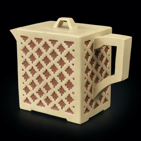 Théière rectangulaire chinoise en terre de Yixing Chine Objet rare de collection (3/4 dos)