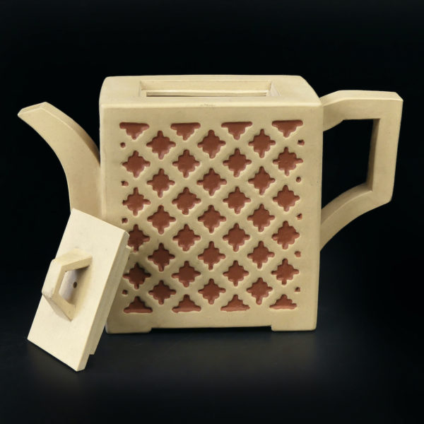 Théière rectangulaire chinoise en terre de Yixing Chine Objet rare de collection (ouverte)