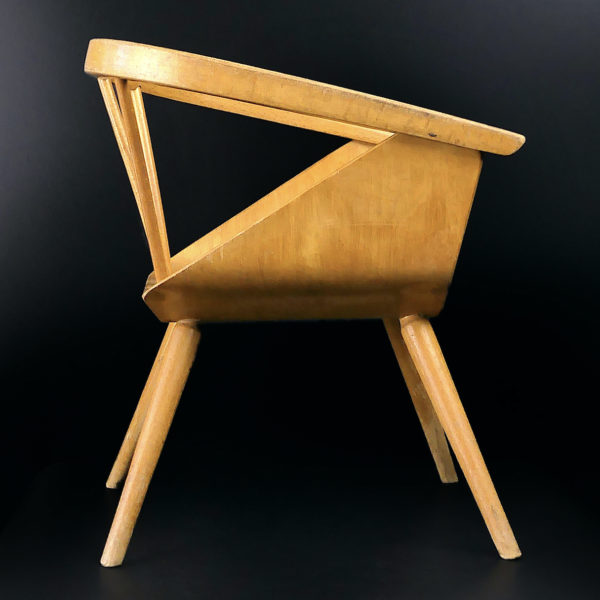 Petite chaise Baumann en bois de hêtre Manufacture Baumann Mobilier 1960 (profil)