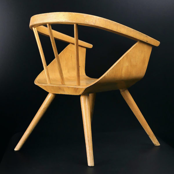 Petite chaise Baumann en bois de hêtre Manufacture Baumann Mobilier 1960 (3/4 dos)