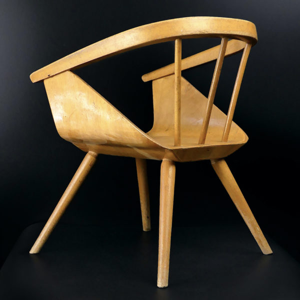 Petite chaise Baumann en bois de hêtre Manufacture Baumann Mobilier 1960 (3/4 dos)
