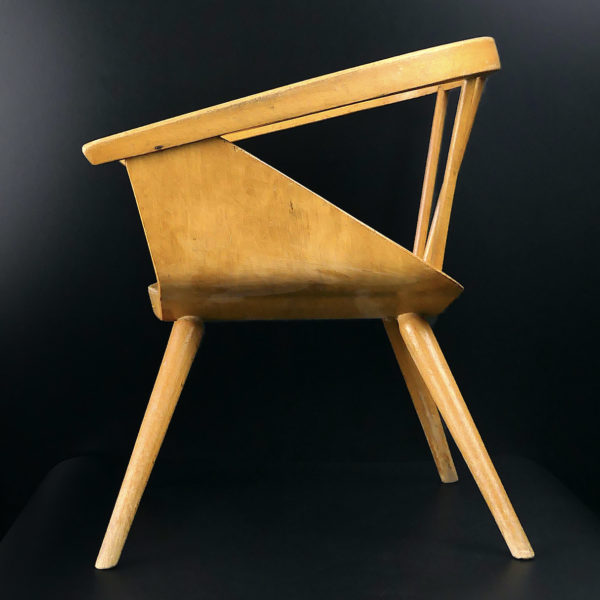 Petite chaise Baumann en bois de hêtre Manufacture Baumann Mobilier 1960 (profil)