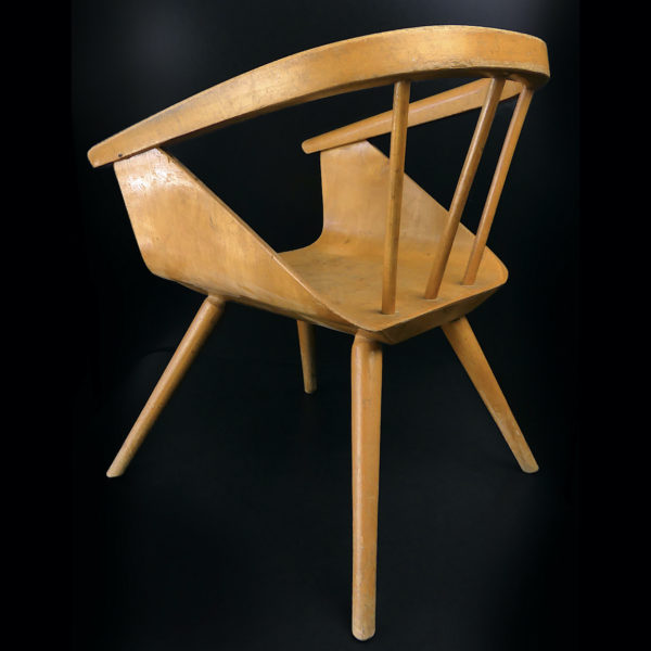 Petite chaise Baumann en bois de hêtre Manufacture Baumann Mobilier 1960 (3/4 dos)