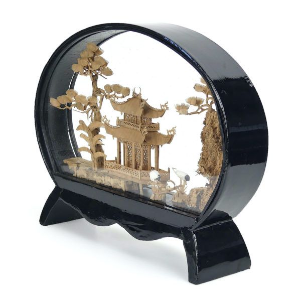 Diorama chinois vintage en balsa et liège Artisanat chinois (3/4)
