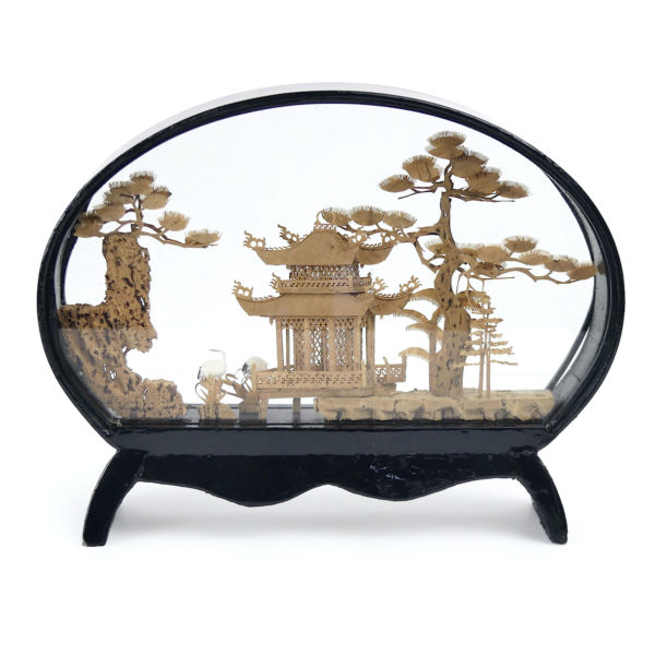 Diorama chinois vintage en balsa et liège Artisanat chinois (dos)