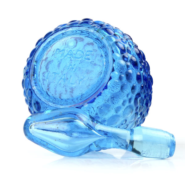 Trois carafes bleues italiennes avec bouchons en verre d’Empoli Mi-XXe (carafe 2 ouverte)
