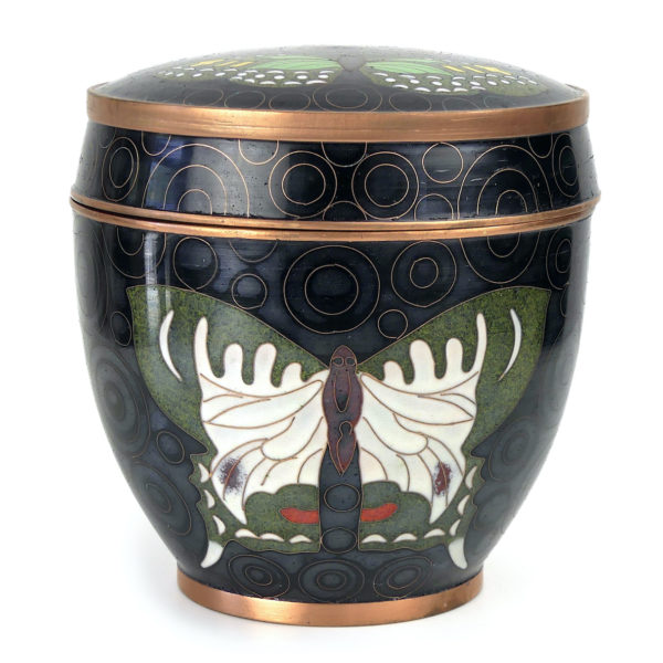 Pot rond noir papillons en cloisonné Fabienne Jouvin Paris (face)