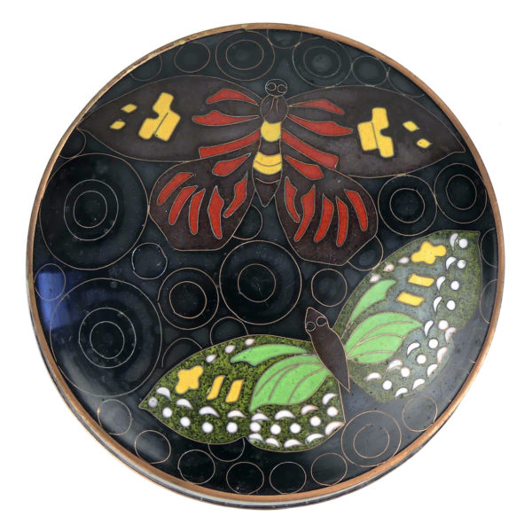 Pot rond noir papillons en cloisonné Fabienne Jouvin Paris (dessus)