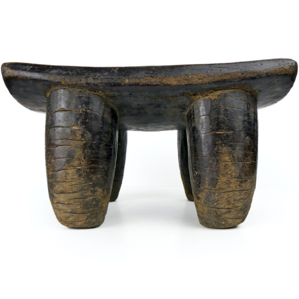 Tabouret Lobi ancien en bois massif Mobilier ethnique Burkina Faso (face)