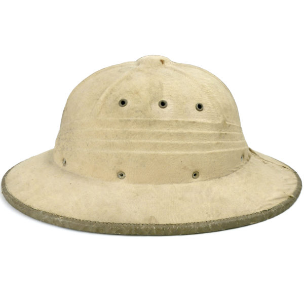 Casque colonial français Sahara salacot léger sable et vert France (profil)