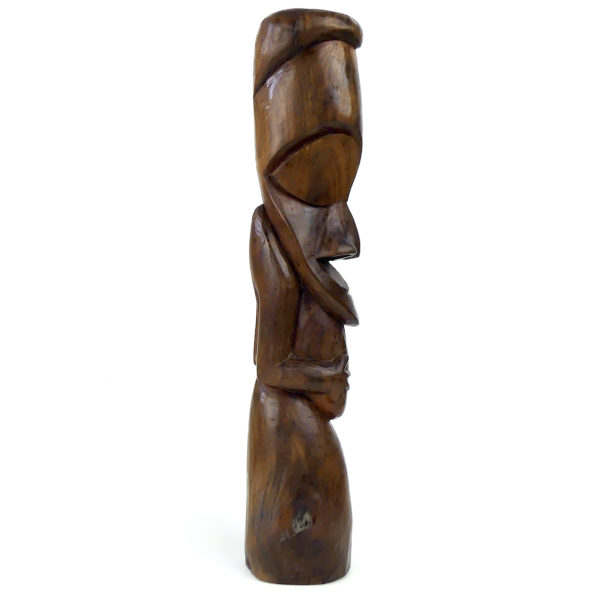 Statue rituelle du Vanuatu sculptée en bois précieux Culture mélanésienne (profil)