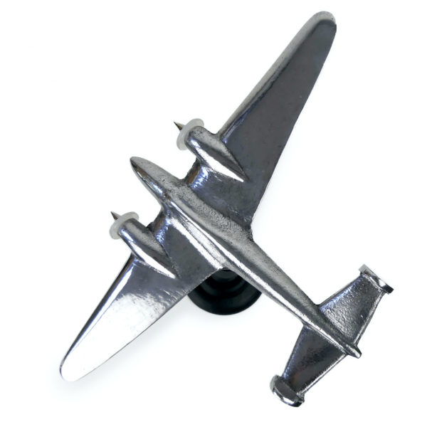 Avion de bureau design en fonte d’aluminium polie sur pied (dessus)