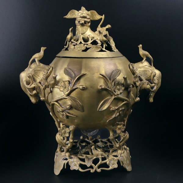 Brûleur d'encens vietnamien de la fin XIXe Encensoir Brûle-parfum Indochine (face)