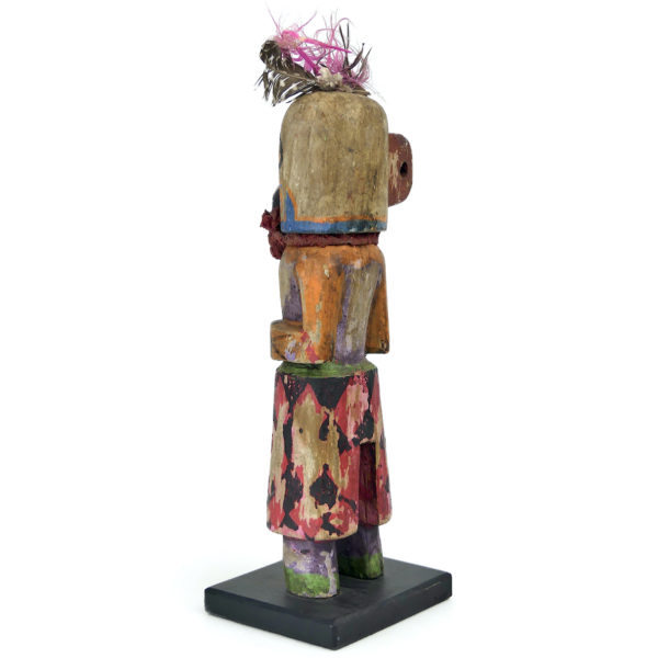 Poupée Kachina à oreille percée et petit bec en bois léger Hopi USA (3/4 dos)