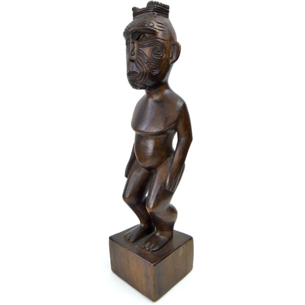 Petit Teko Teko Poutokomanawa Māori en bois brun Nouvelle-Zélande (3/4)